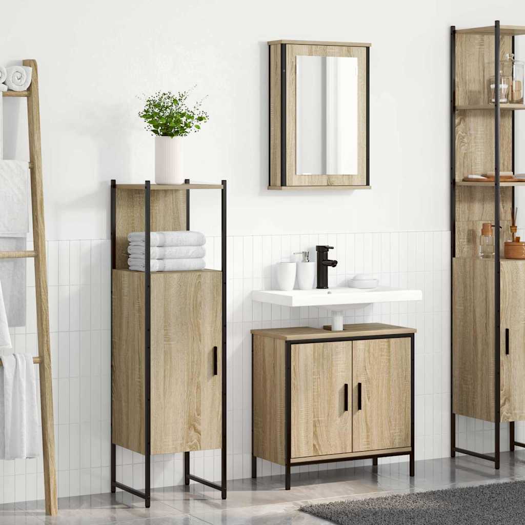 Badezimmermöbel-Set 3 stk. Braun 60 x 30 x 60 cm Holzwerkstoff