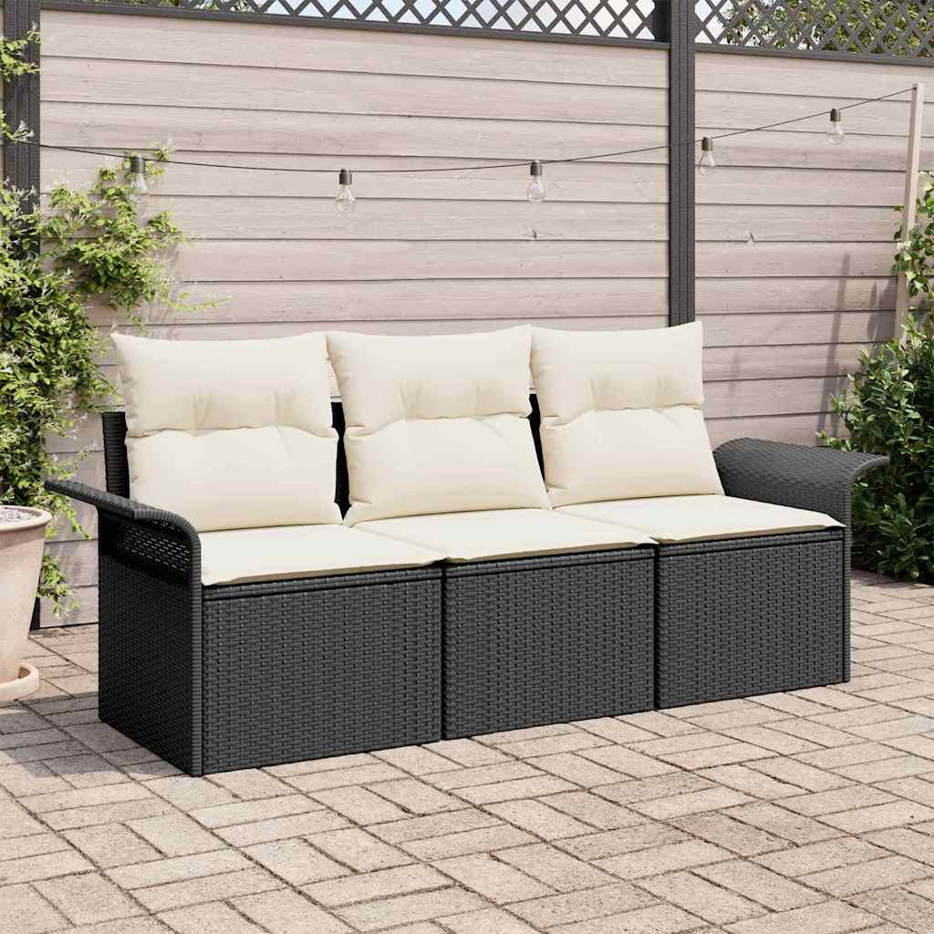 Sofa Set 3 stk. 3-Sitzanzahl Schwarz Poly-Rattan
