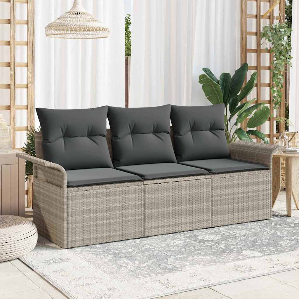 Sofa Set 3 stk. 3-Sitzanzahl Grau Poly-Rattan