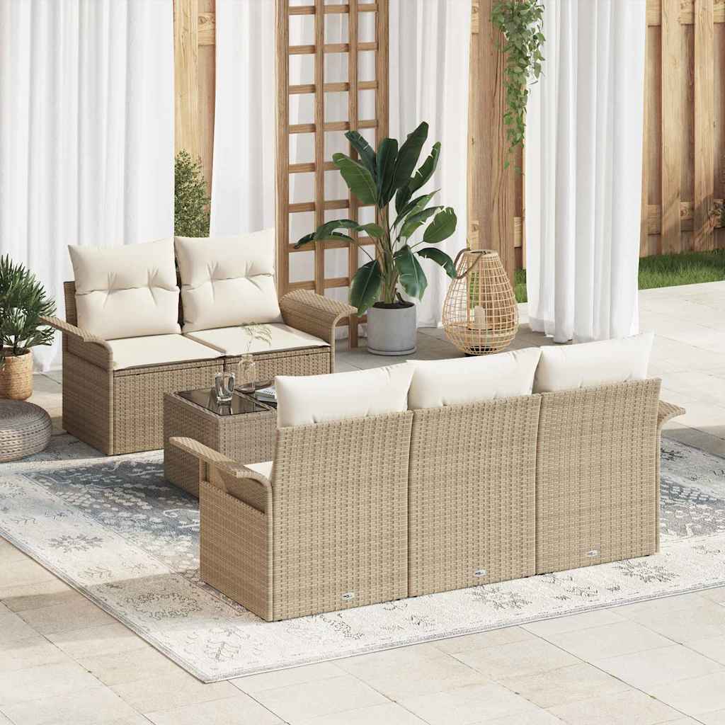 Sofa Set 6 stk. Beige Poly-Rattan