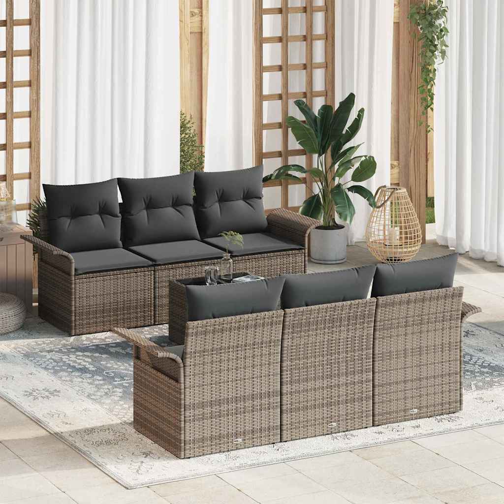Gartensofa-set 7 stk. Grau Poly-Rattan