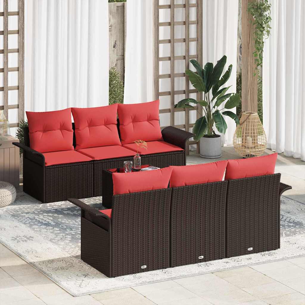 Gartensofa-set 7 stk. Braun Poly-Rattan