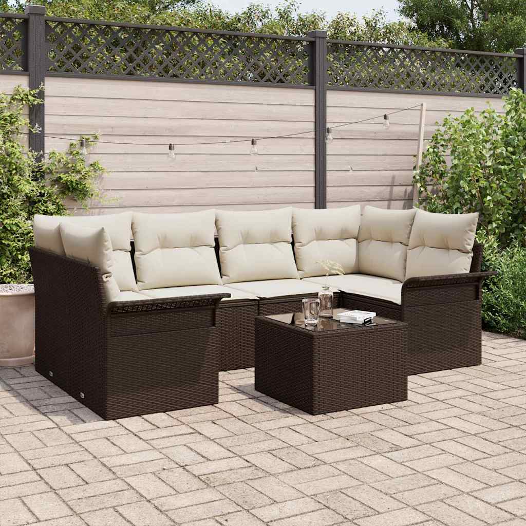Gartensofa-set 7 stk. Braun Poly-Rattan
