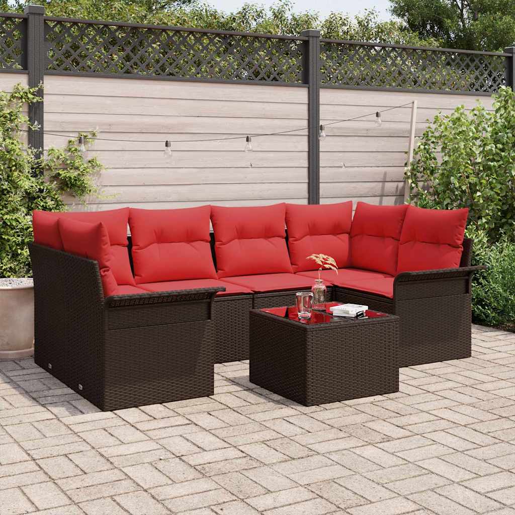 Gartensofa-set 7 stk. Braun Poly-Rattan
