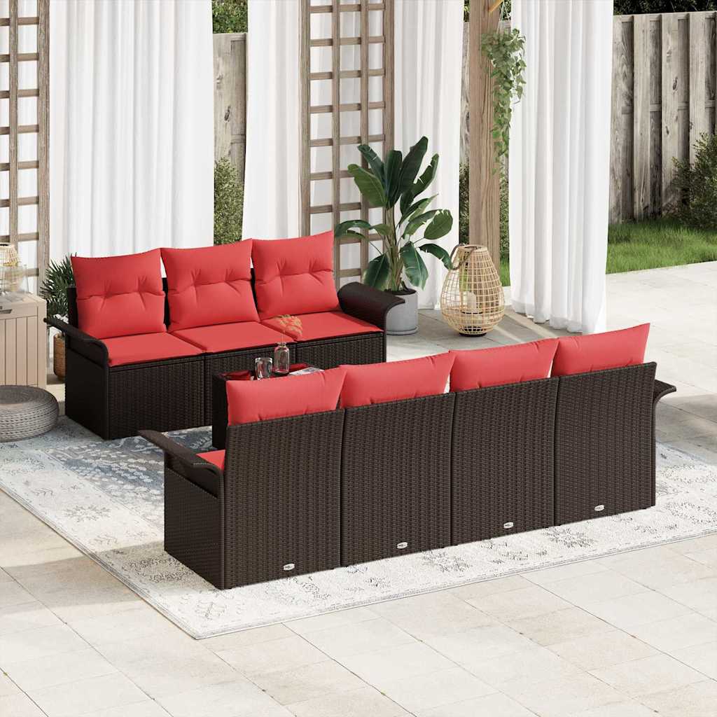 Gartensofa-set 8 stk. Braun Poly-Rattan