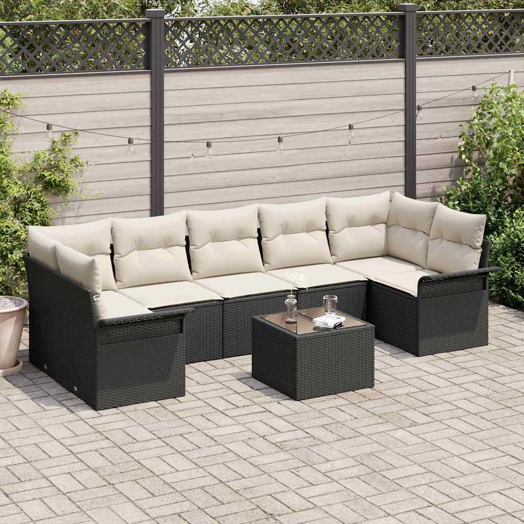 Gartensofa-set 8 stk. Schwarz Poly-Rattan