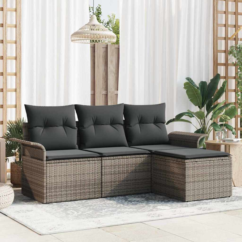 Sofa Set 4 stk. 4-Sitzanzahl Grau Poly-Rattan