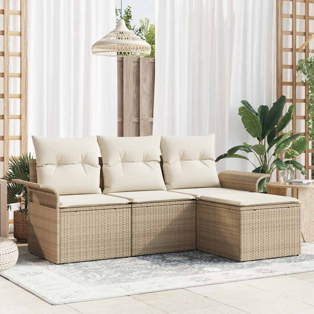 Sofa Set 4 stk. 4-Sitzanzahl Beige Poly-Rattan