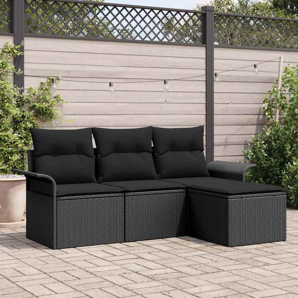 Sofa Set 4 stk. 4-Sitzanzahl Schwarz Poly-Rattan
