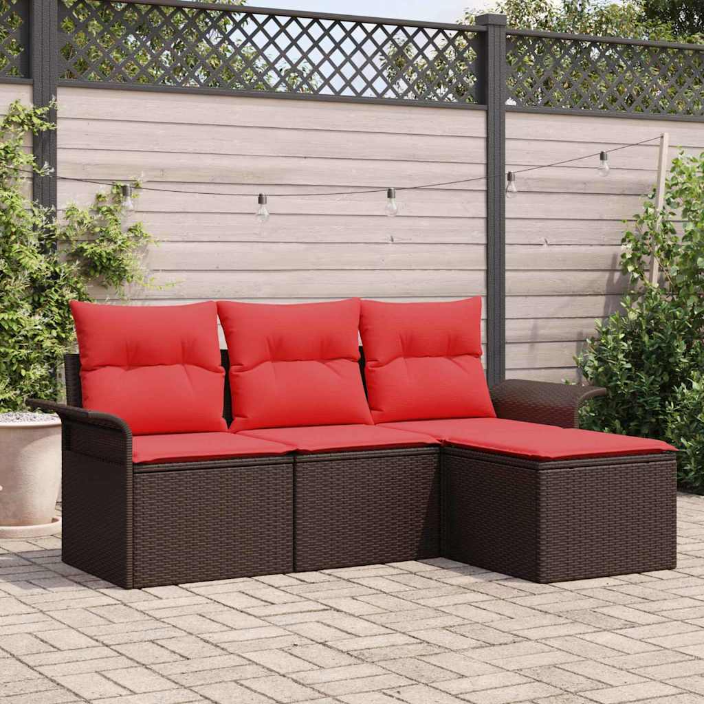 Gartensofa-set 4 stk. Braun Poly-Rattan