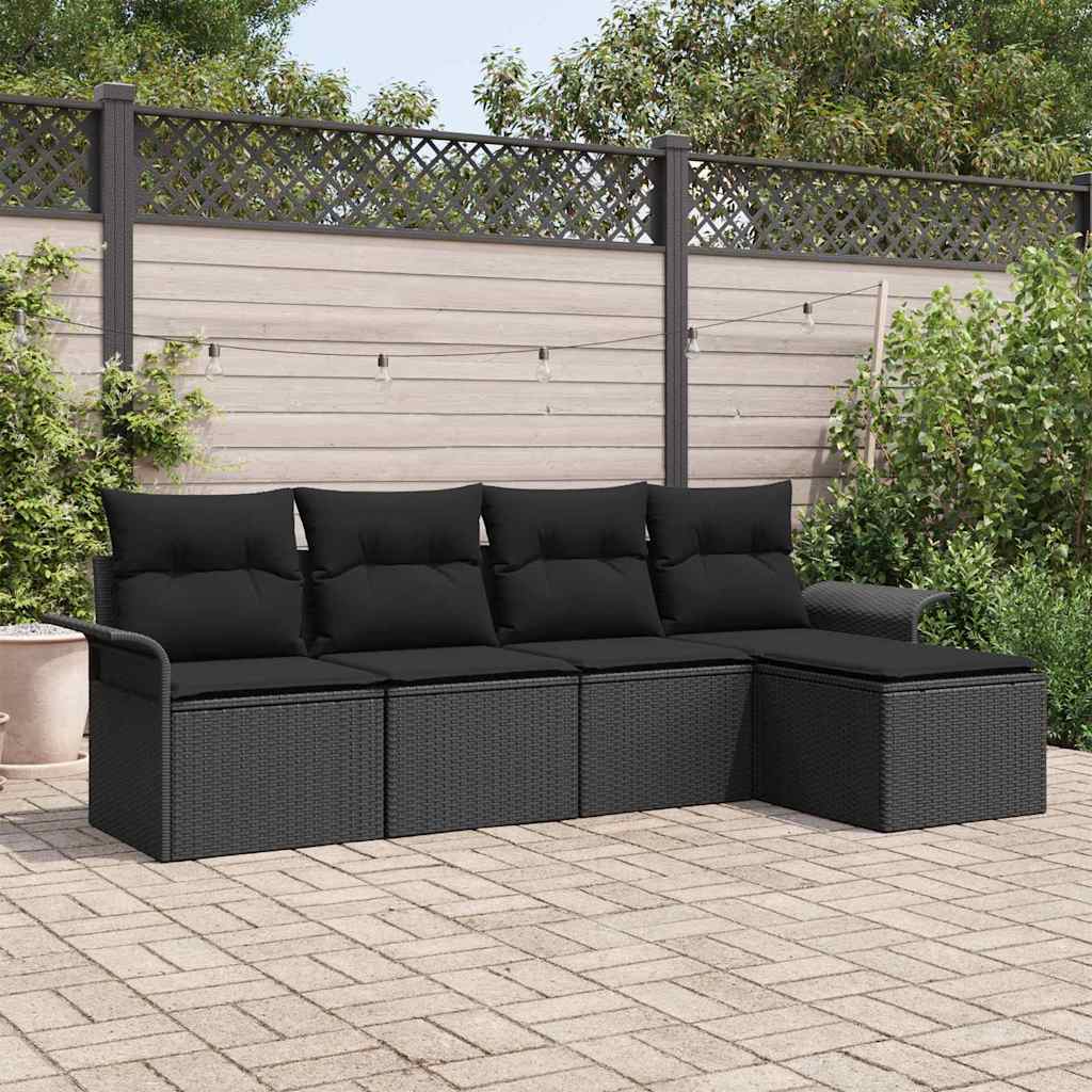 Outdoor-Sofa 5 stk. Schwarz Poly-Rattan