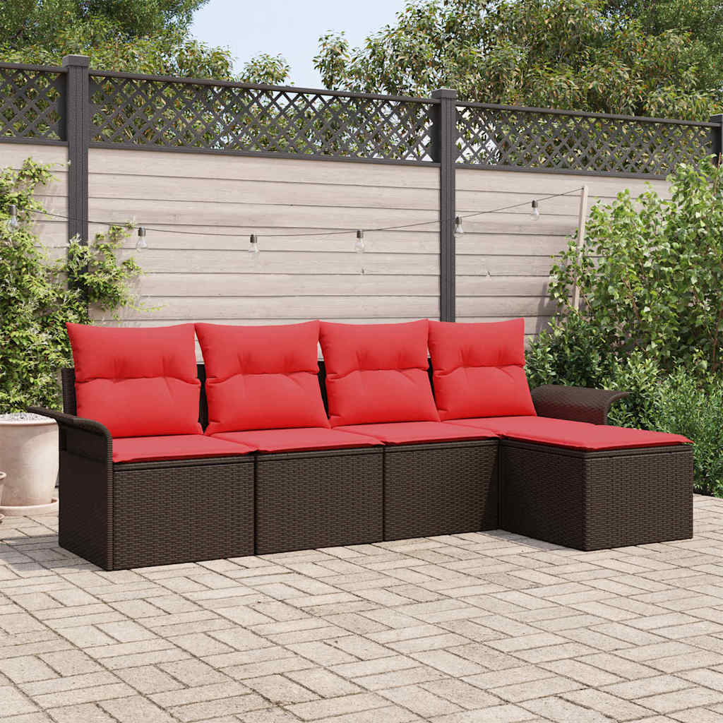 Gartensofa-set 5 stk. Braun Poly-Rattan