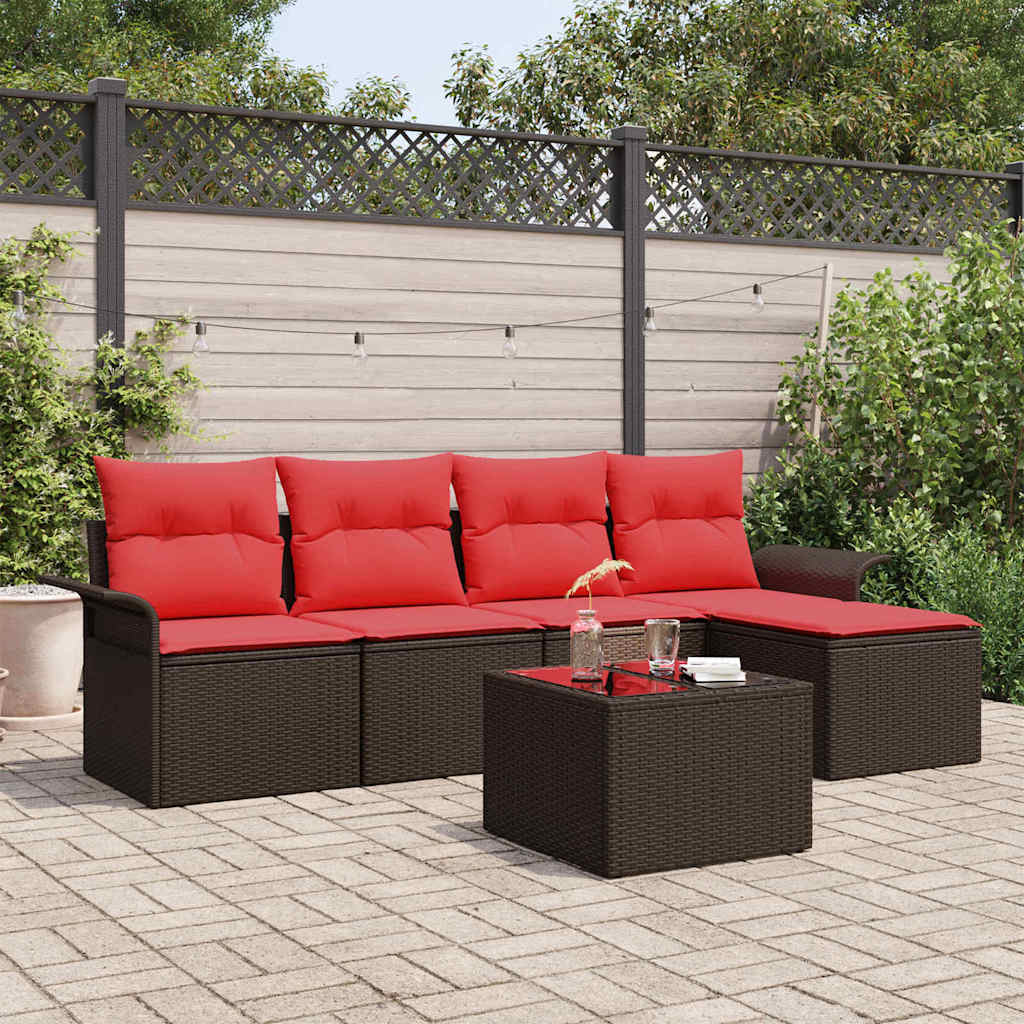Gartensofa-set 6 stk. Braun Poly-Rattan