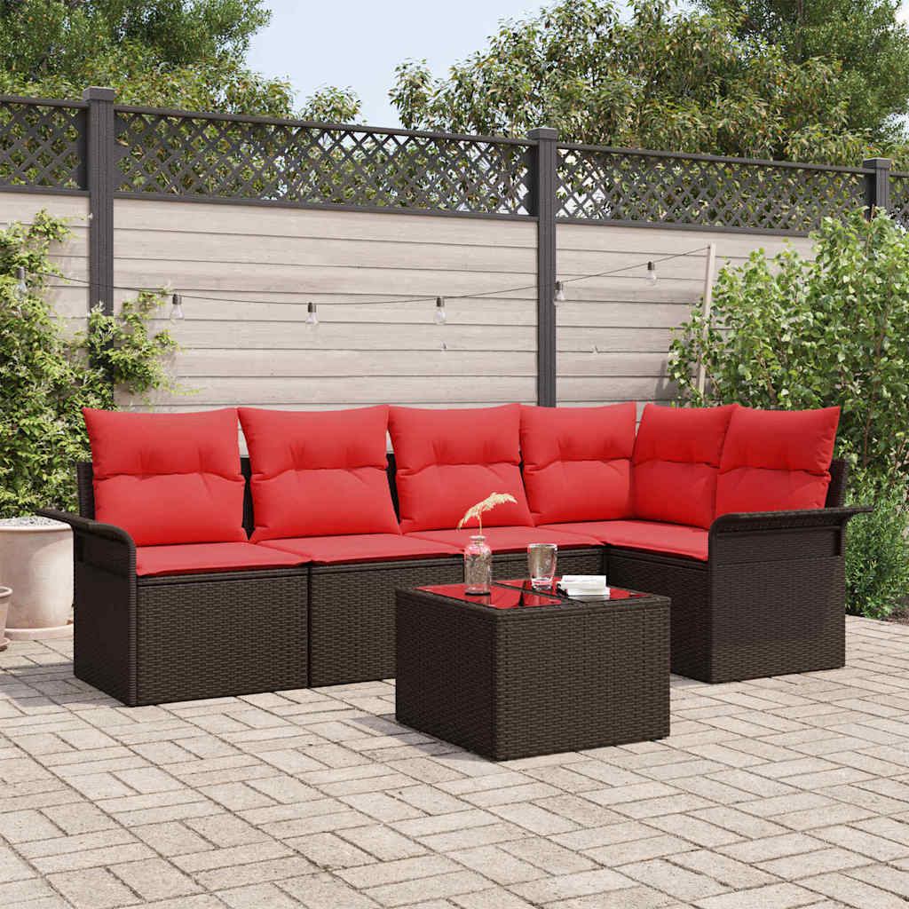 Gartensofa-set 6 stk. Braun Poly-Rattan