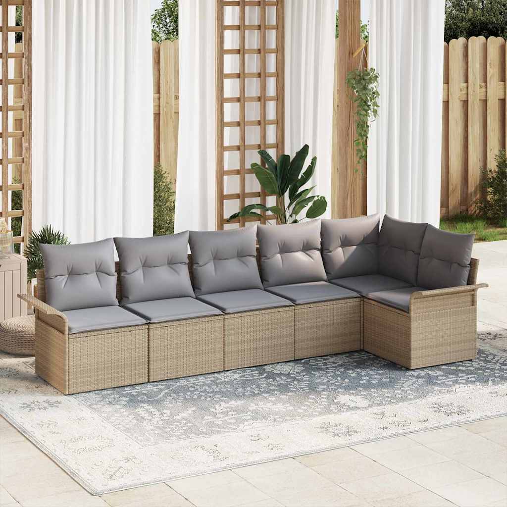 Gartensofa-set 6 stk. Beige Poly-Rattan