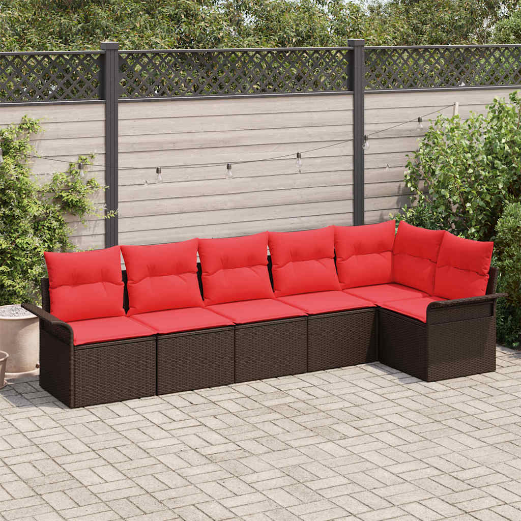Gartensofa-set 6 stk. Braun Poly-Rattan