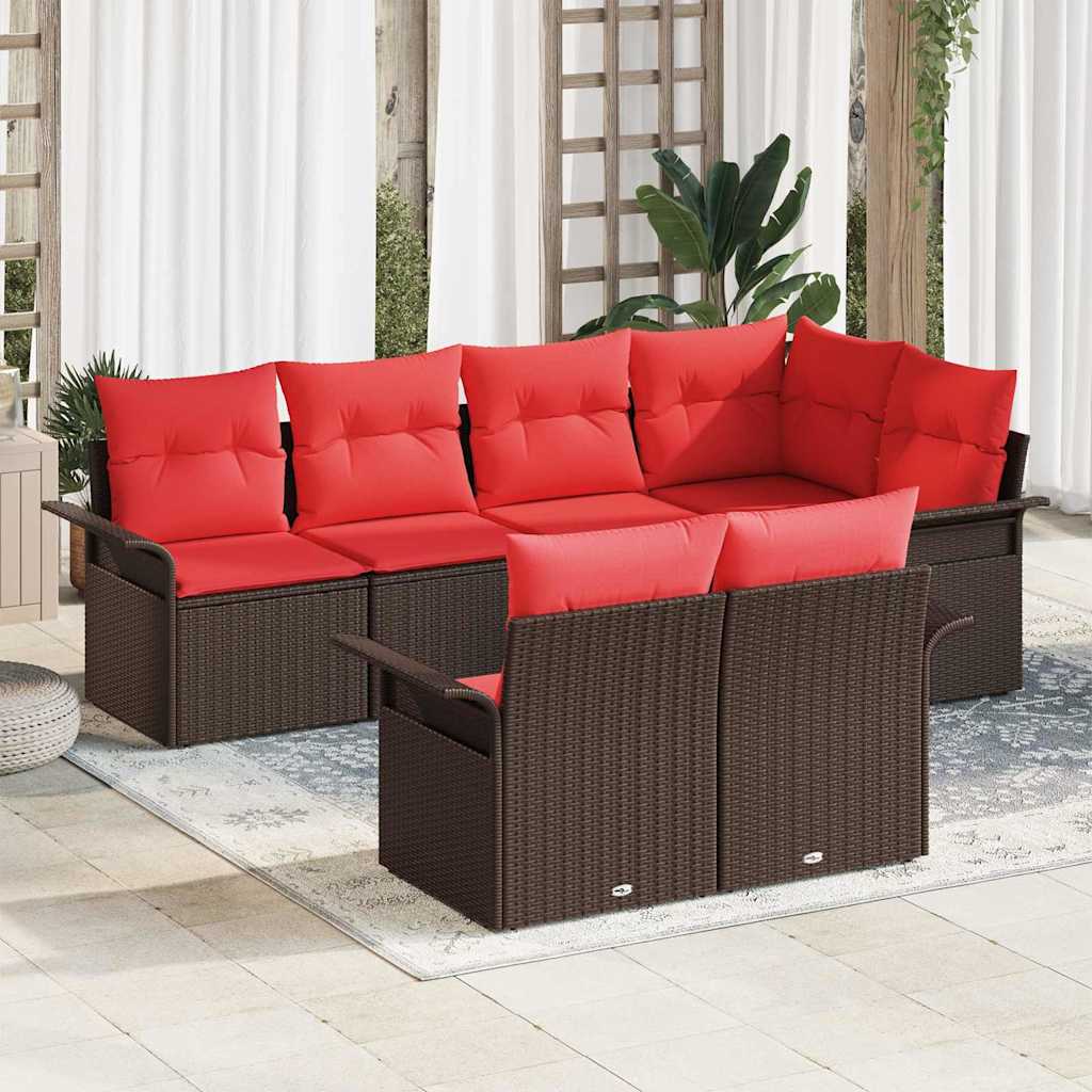 Gartensofa-set 7 stk. Braun Poly-Rattan