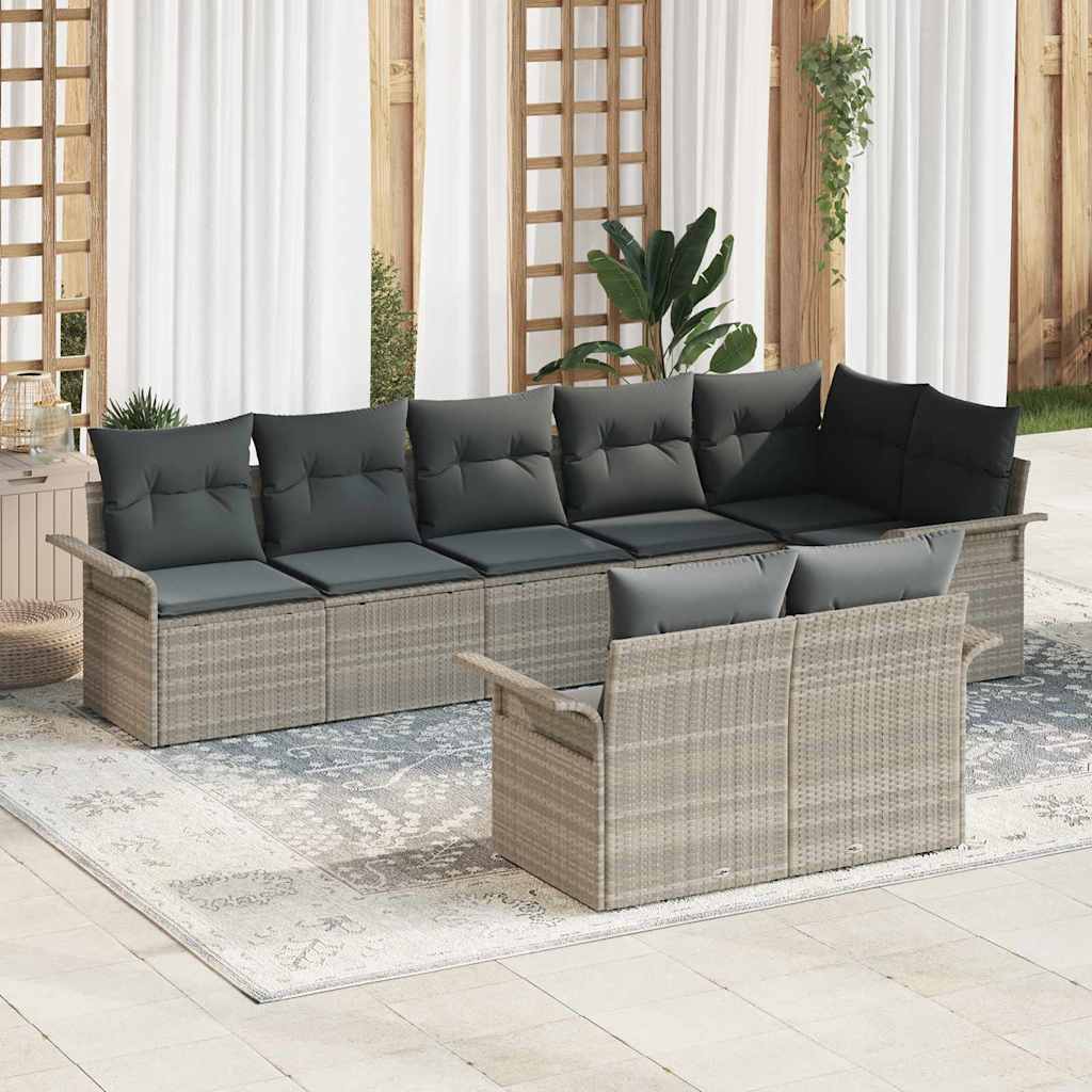 Gartensofa-set 8 stk. Hellgrau Poly-Rattan