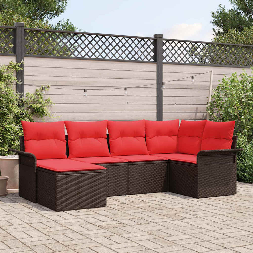 Gartensofa-set 6 stk. Braun Poly-Rattan
