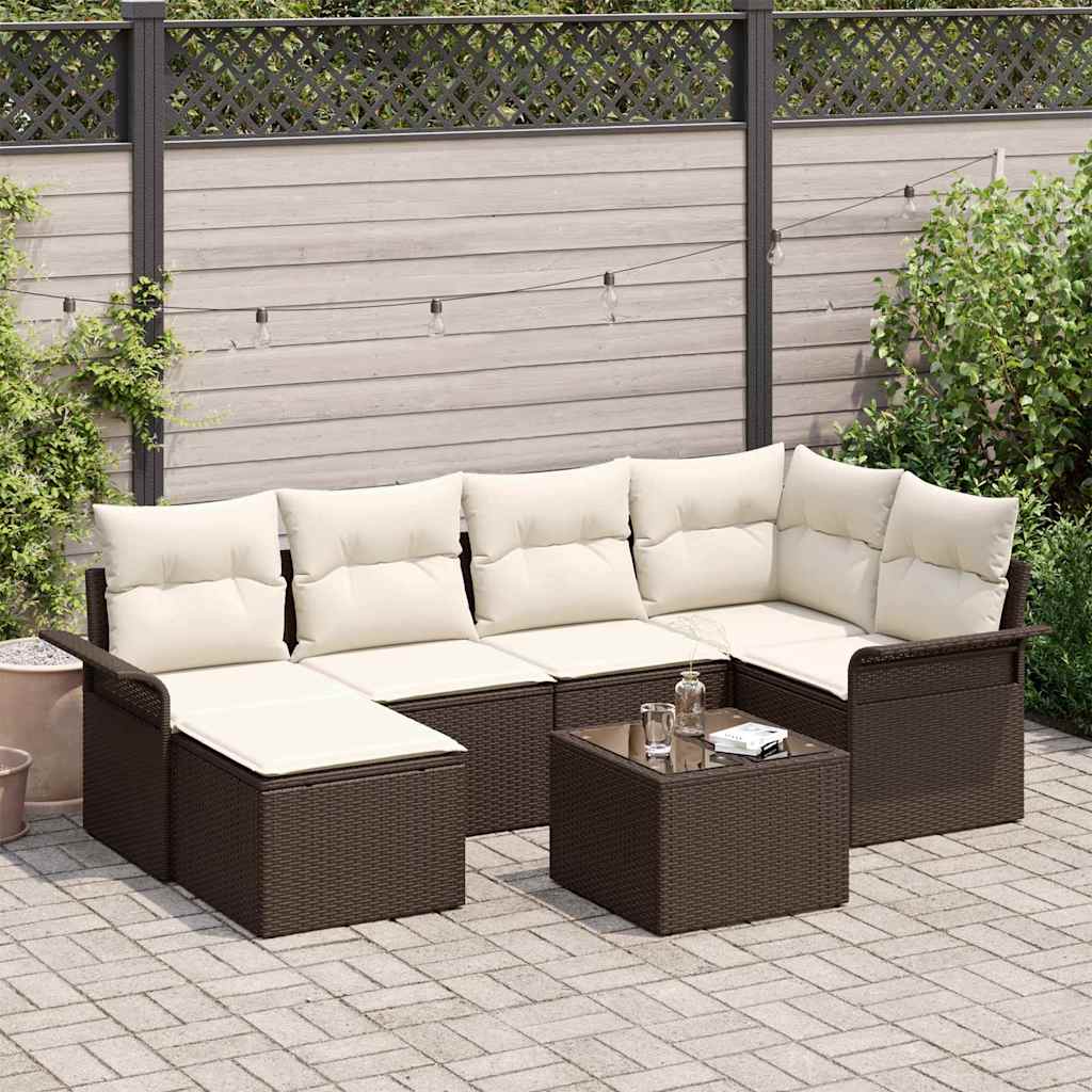 Gartensofa-set 7 stk. Braun Poly-Rattan