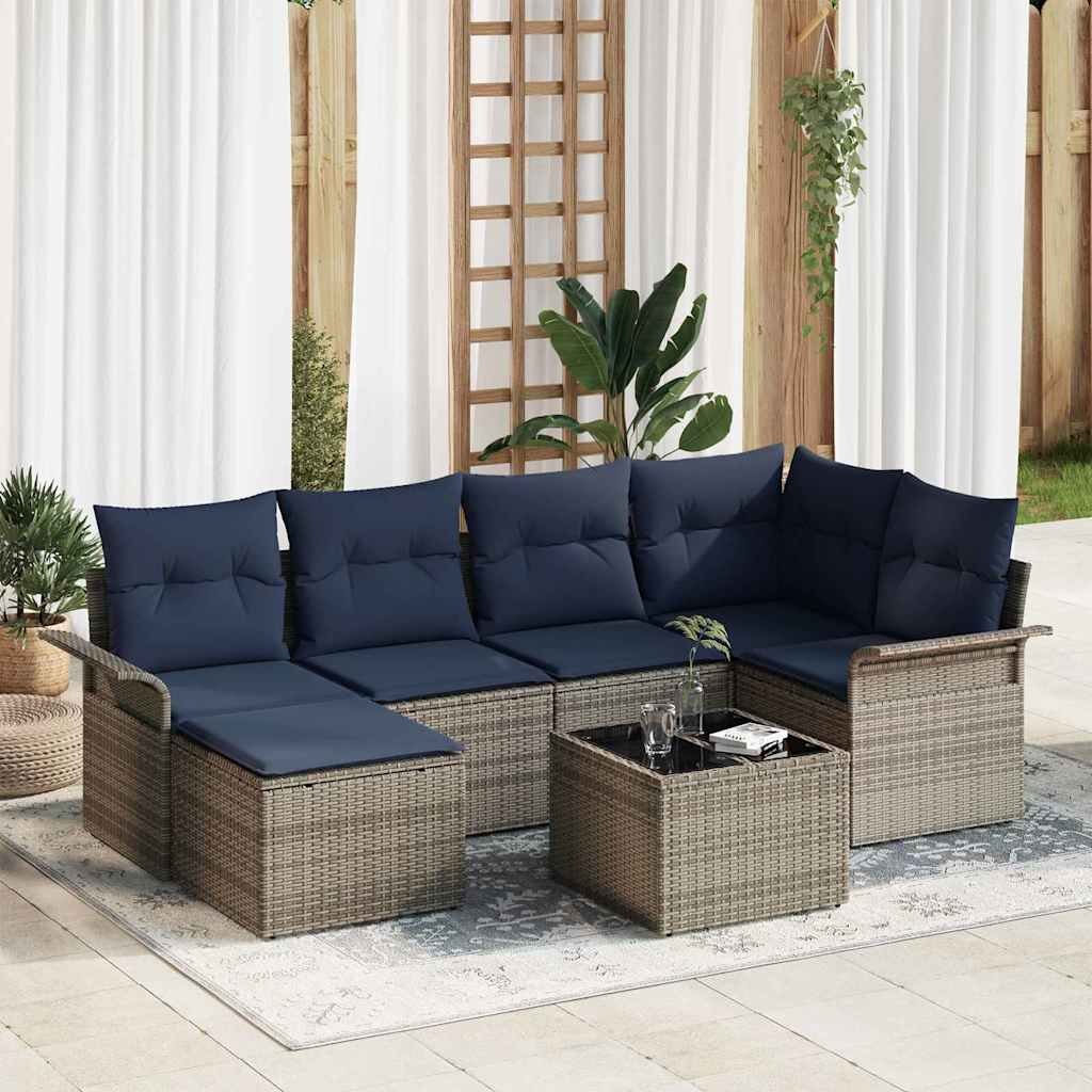 Gartensofa-set Grau Poly-Rattan