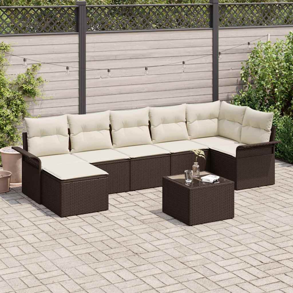 Gartensofa-set 8 stk. Braun Poly-Rattan