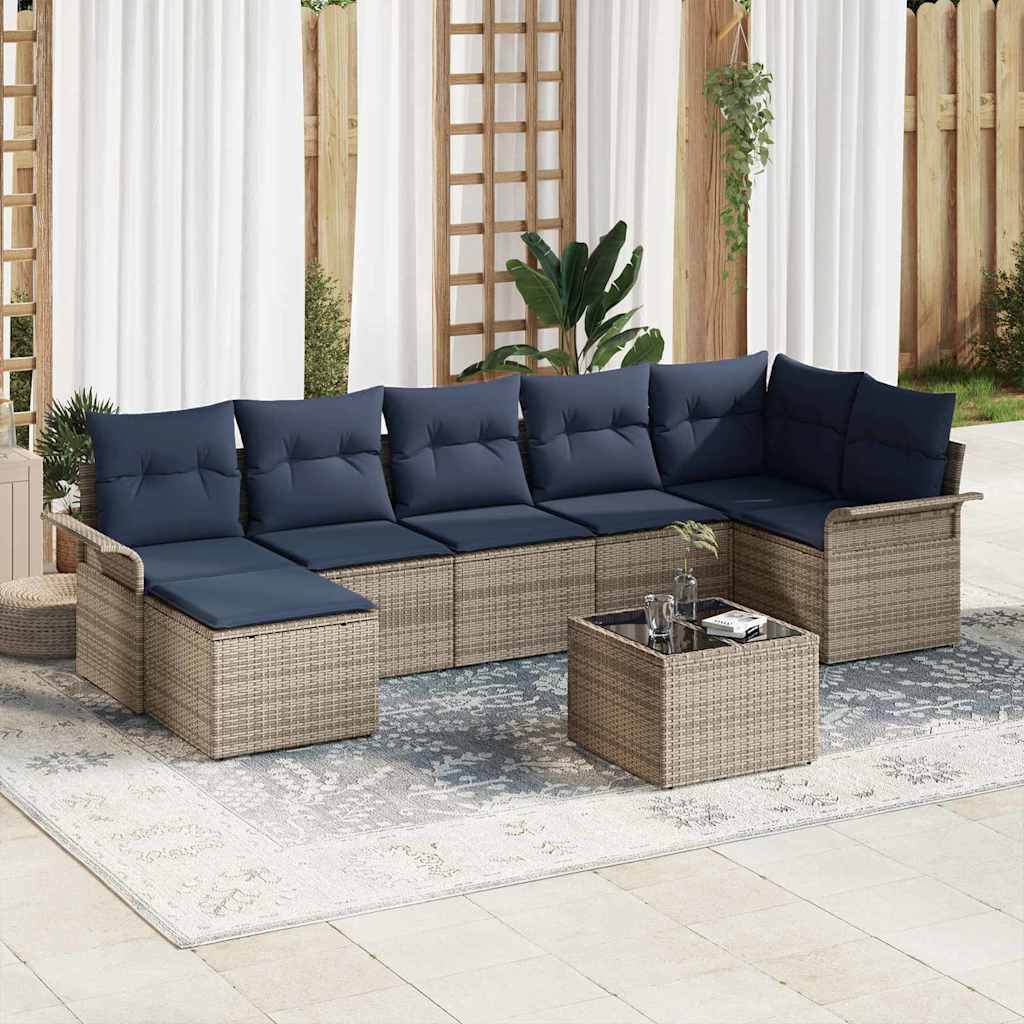 Gartensofa-set 8 stk. Grau Poly-Rattan