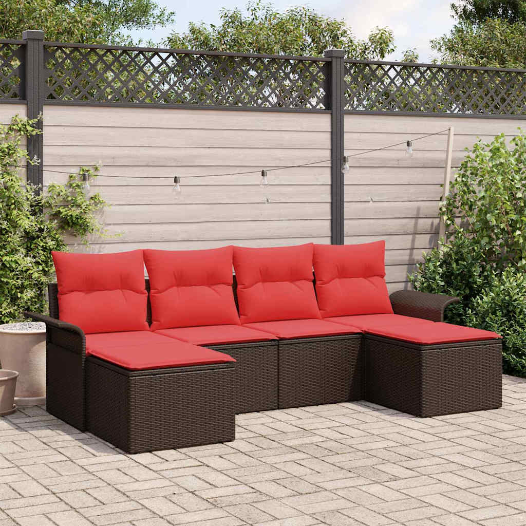 Gartensofa-set 6 stk. Braun Poly-Rattan