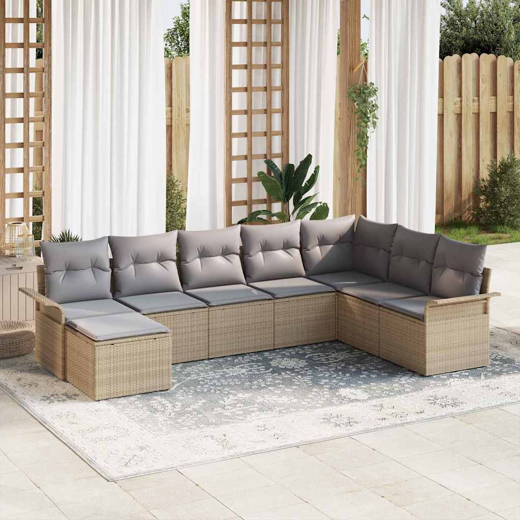 Gartensofa-set 8 stk. Beige Poly-Rattan