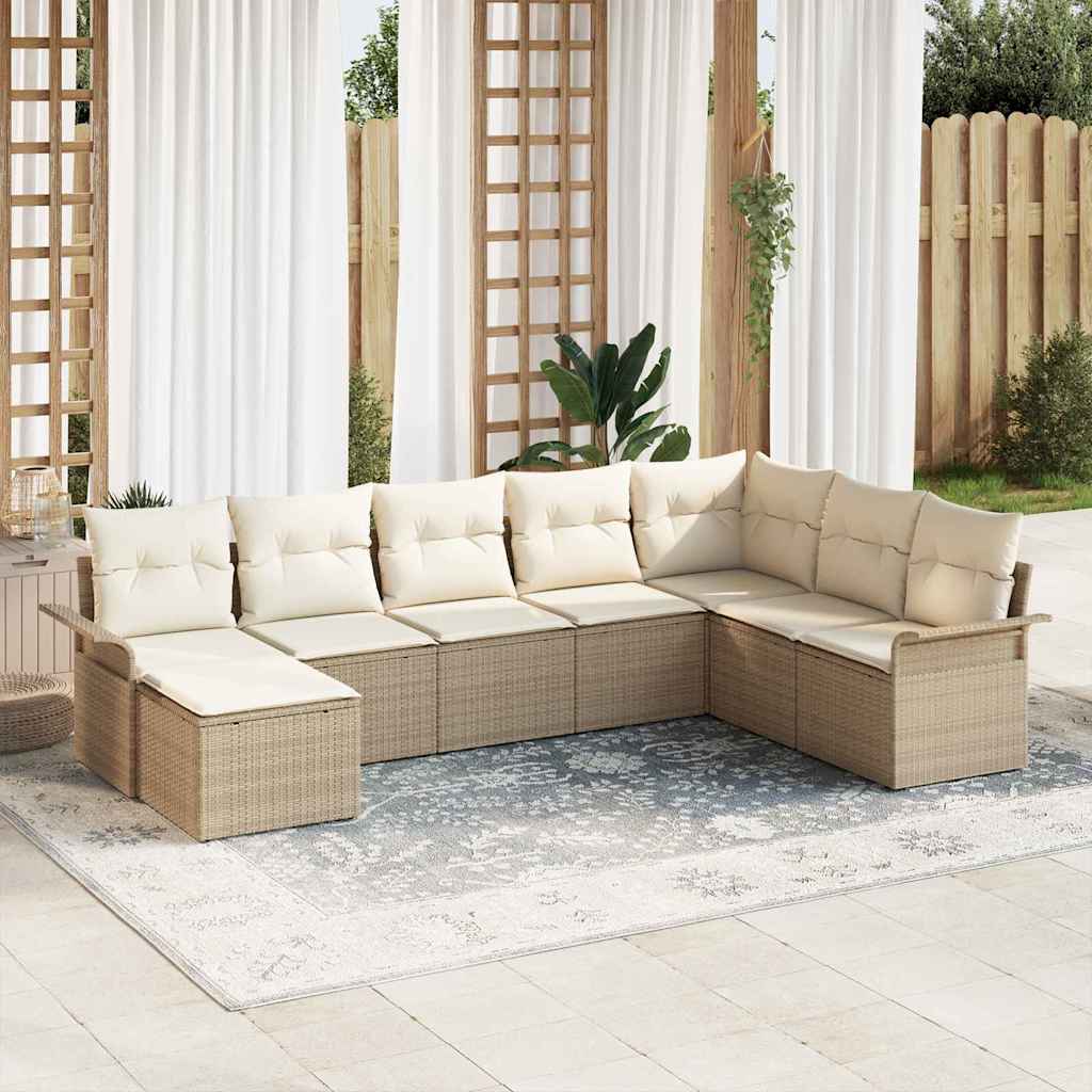 Gartensofa-set 8 stk. Beige Poly-Rattan