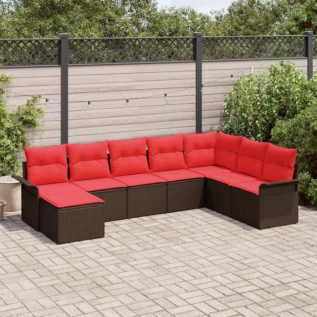 Gartensofa-set 8 stk. Braun Poly-Rattan