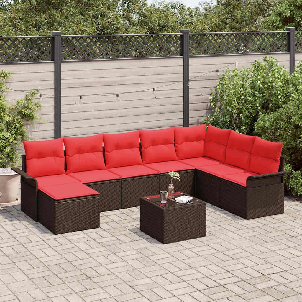 Gartensofa-set 9 stk. Braun Poly-Rattan