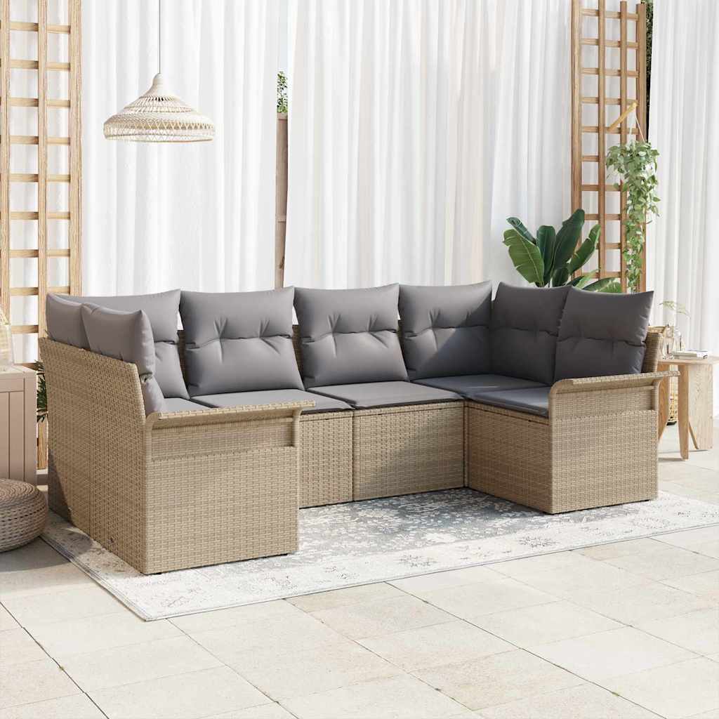 Gartensofa-set 6 stk. Beige Poly-Rattan