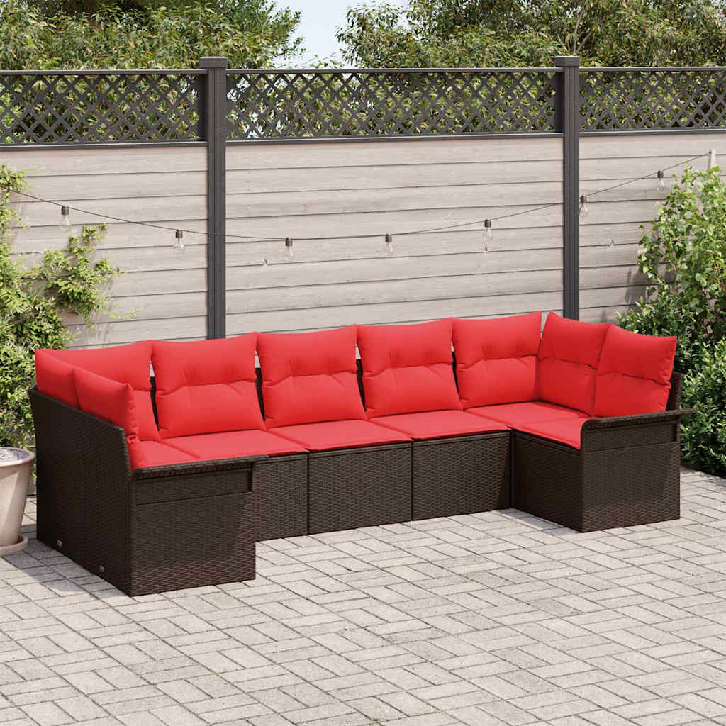 Gartensofa-set 7 stk. Braun Poly-Rattan
