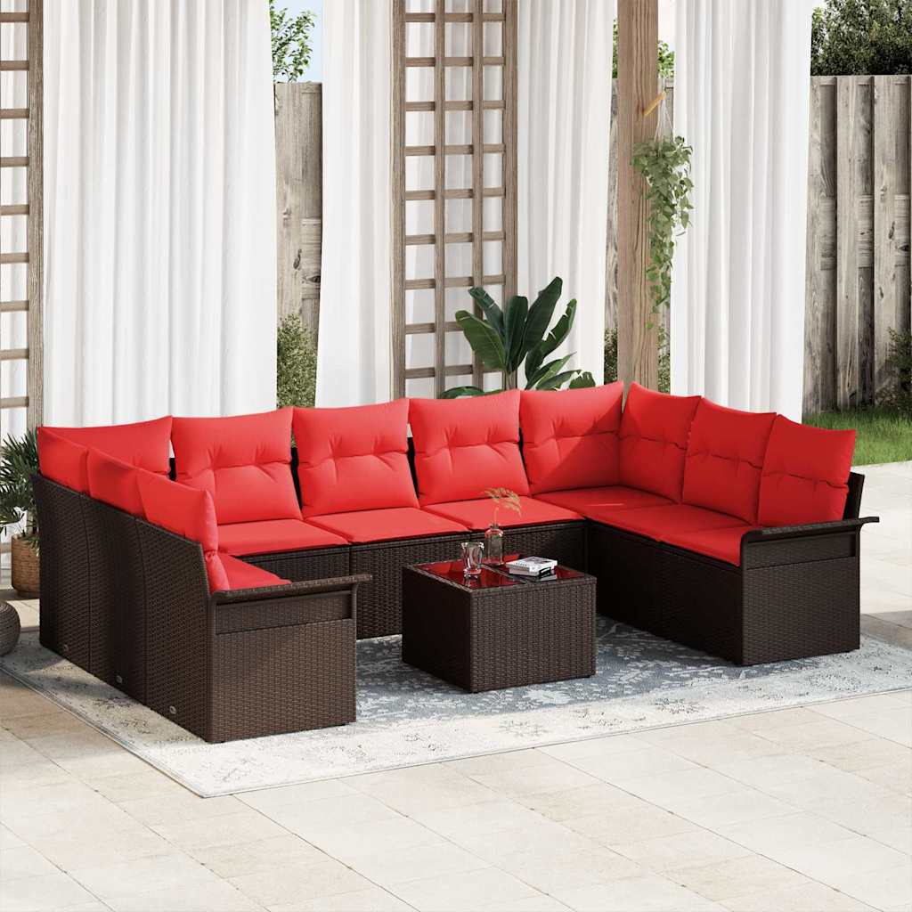Gartensofa-set 10 stk. Braun Poly-Rattan