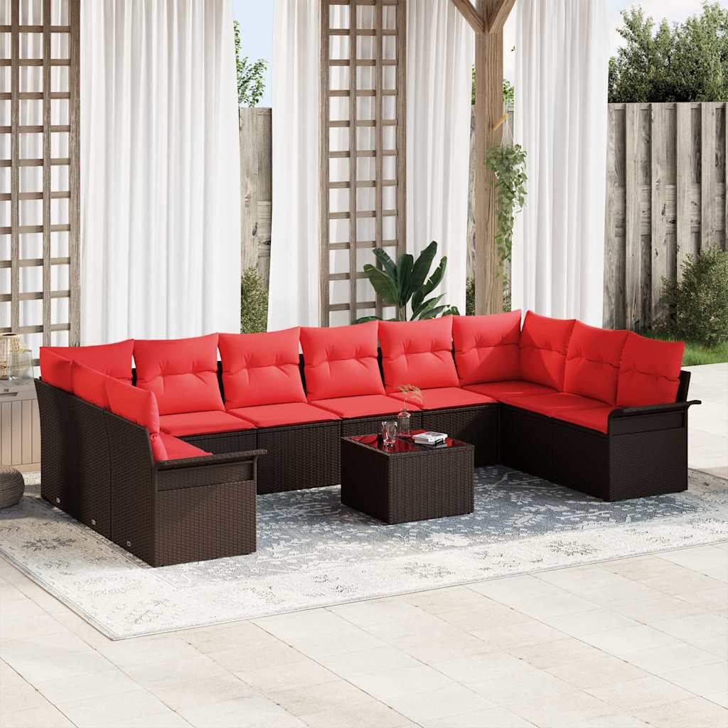Gartensofa-set 11 stk. Braun Poly-Rattan