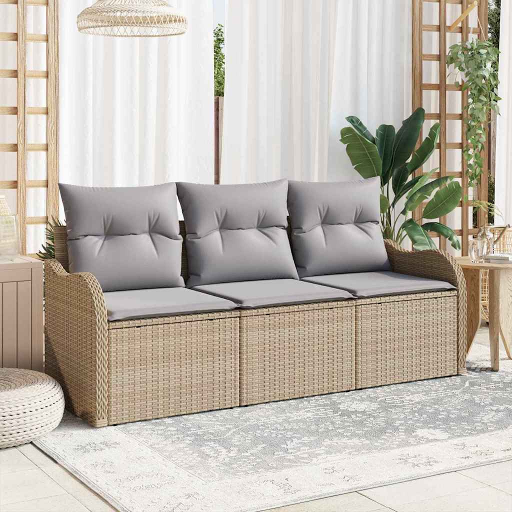 Gartensofa-set 3 stk. Beige Poly-Rattan