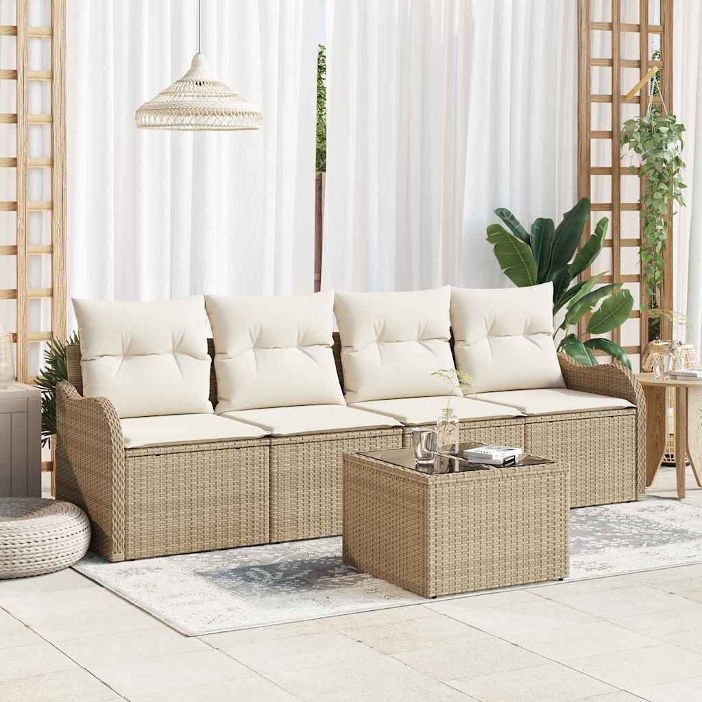Gartensofa-set Beige Poly-Rattan