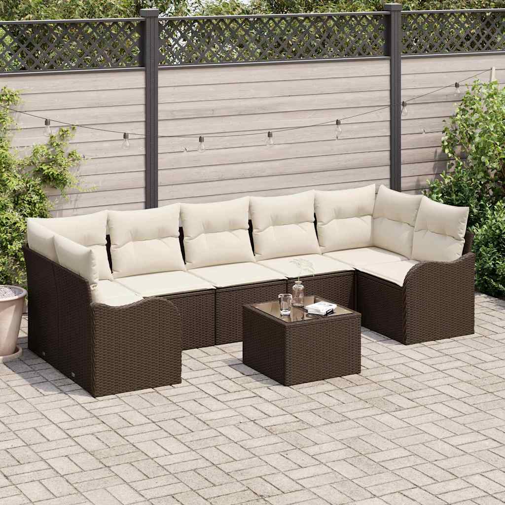 Gartensofa-set 8 Stk. 7-Sitzanzahl Braun Poly-Rattan