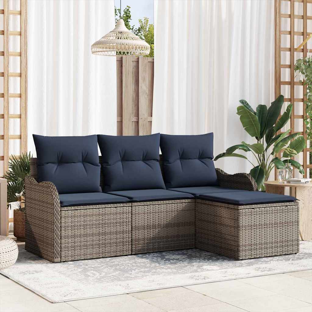 Gartensofa-set Grau Poly-Rattan