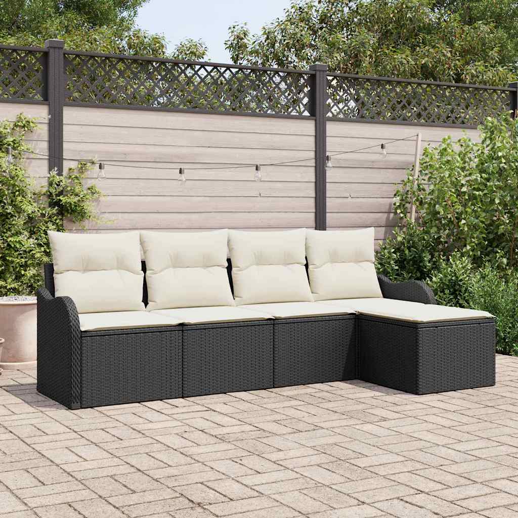 Gartensofa-set 5 stk. Schwarz Poly-Rattan