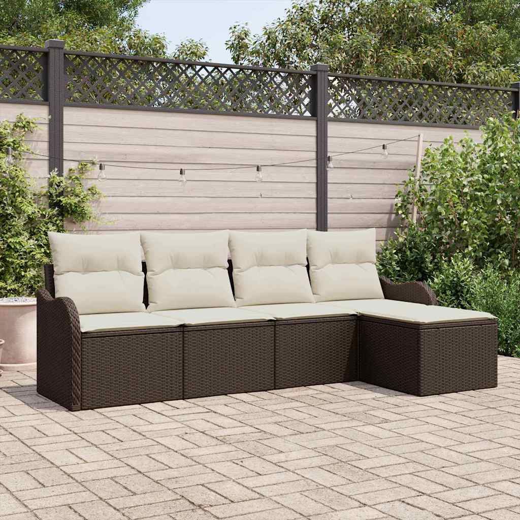 Gartensofa-set 5 stk. Braun Poly-Rattan