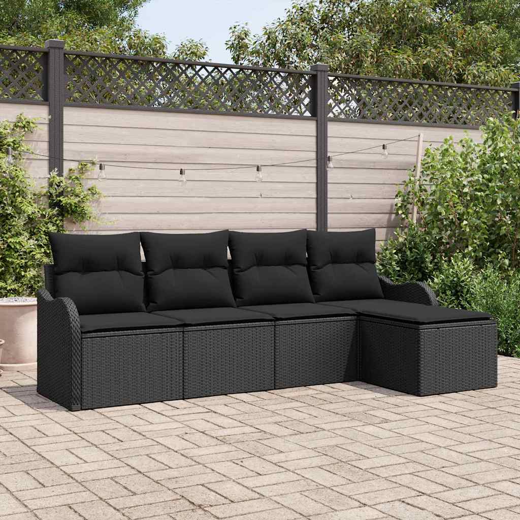 Gartensofa-set 5 stk. Schwarz Poly-Rattan