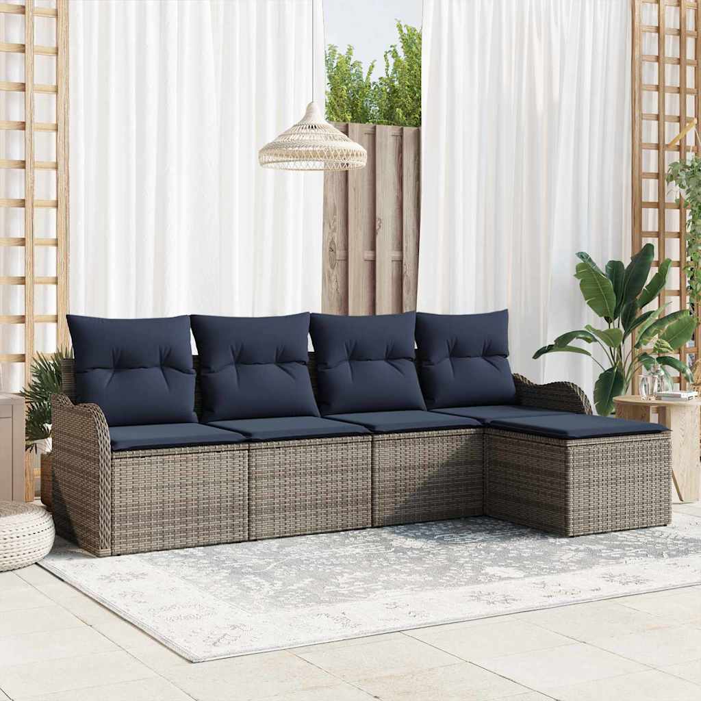 Gartensofa-set Grau Poly-Rattan