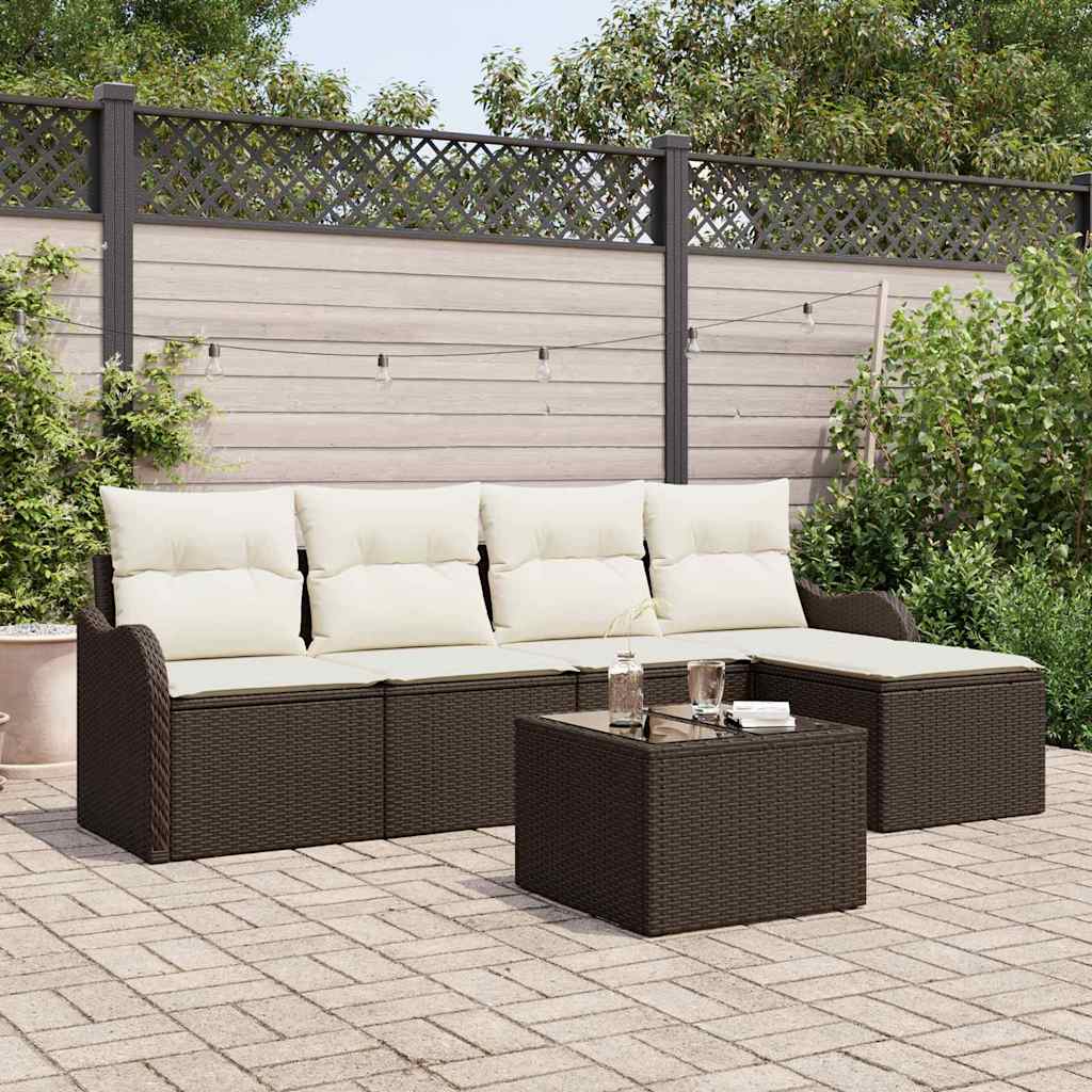 Gartensofa-set 5 stk. Braun Poly-Rattan
