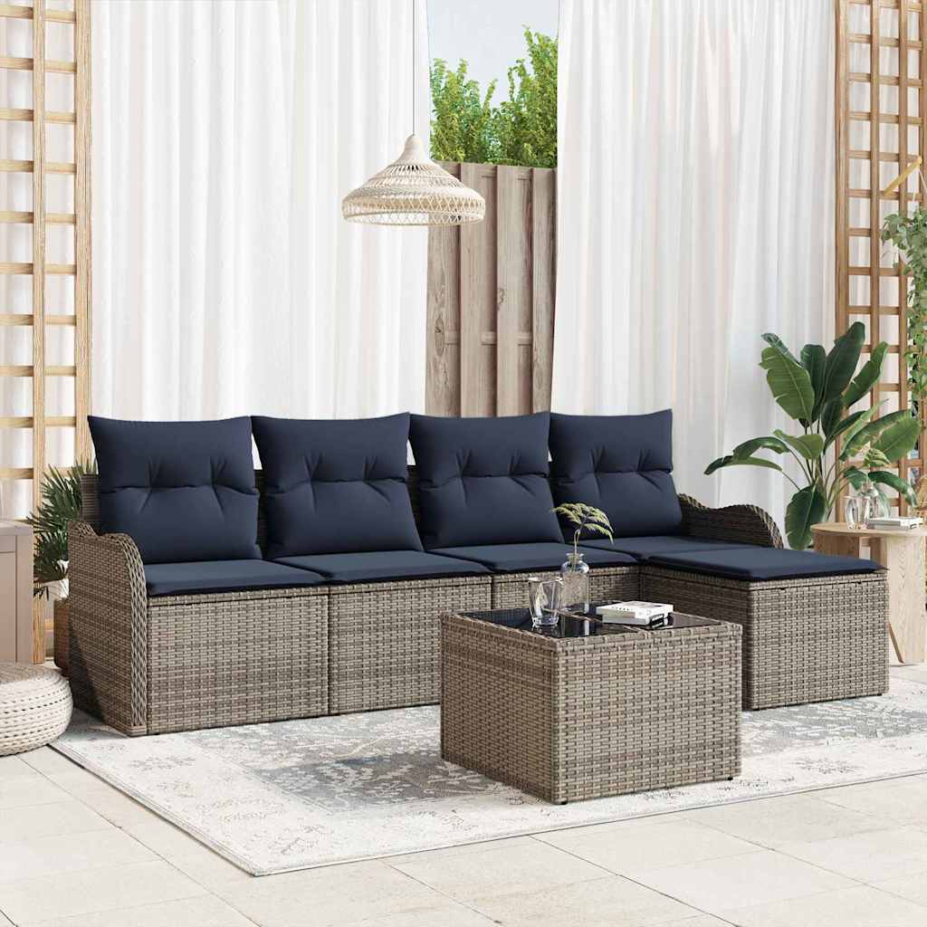 Gartensofa-set Grau Poly-Rattan