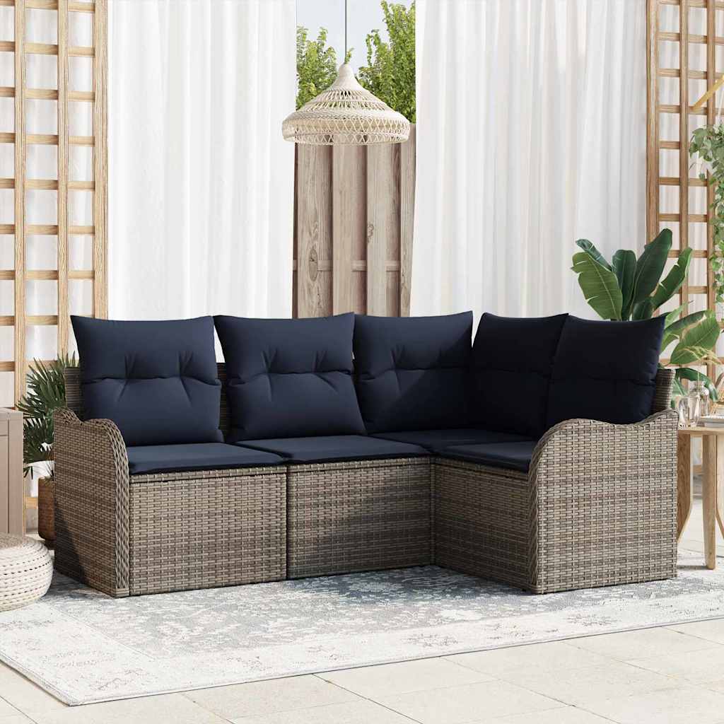 Gartensofa-set Grau Poly-Rattan