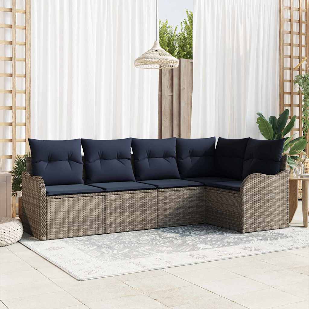 Gartensofa-set Grau Poly-Rattan