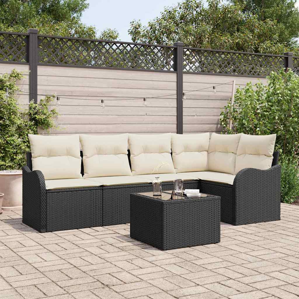 Gartensofa-set 5 stk. Schwarz Poly-Rattan