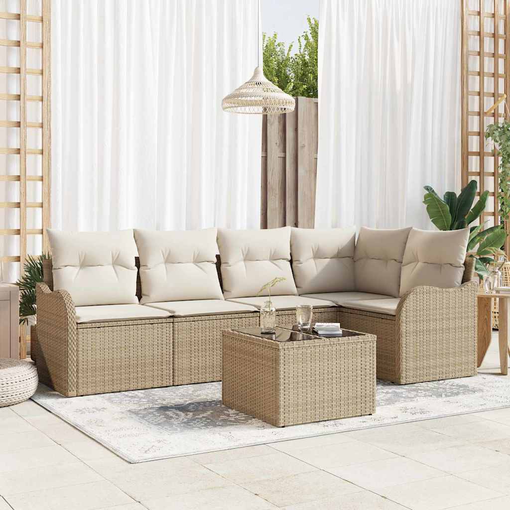 Gartensofa-set 6 stk. Beige Poly-Rattan